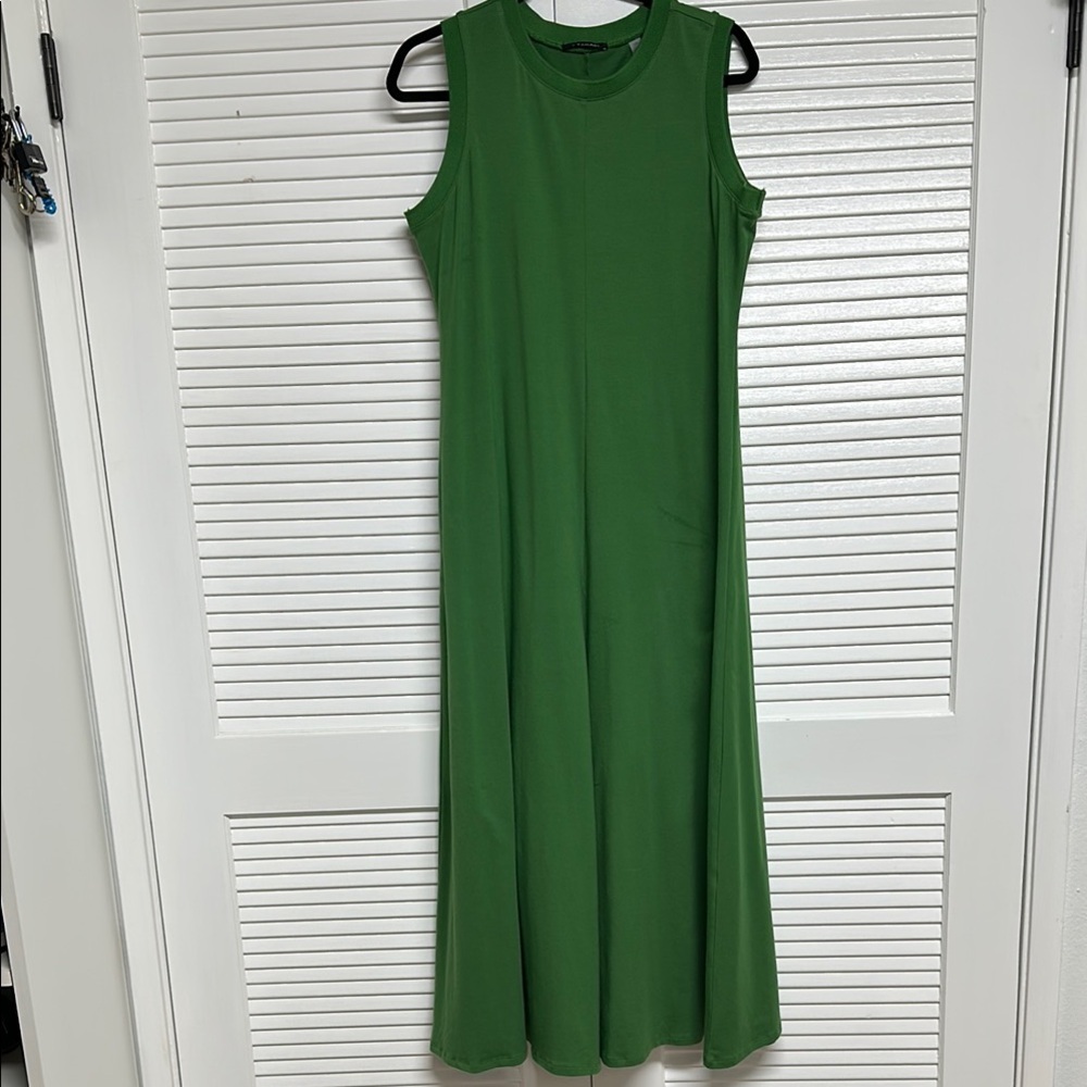 T Tahari Green A-Line Sleeveless Maxi Dress